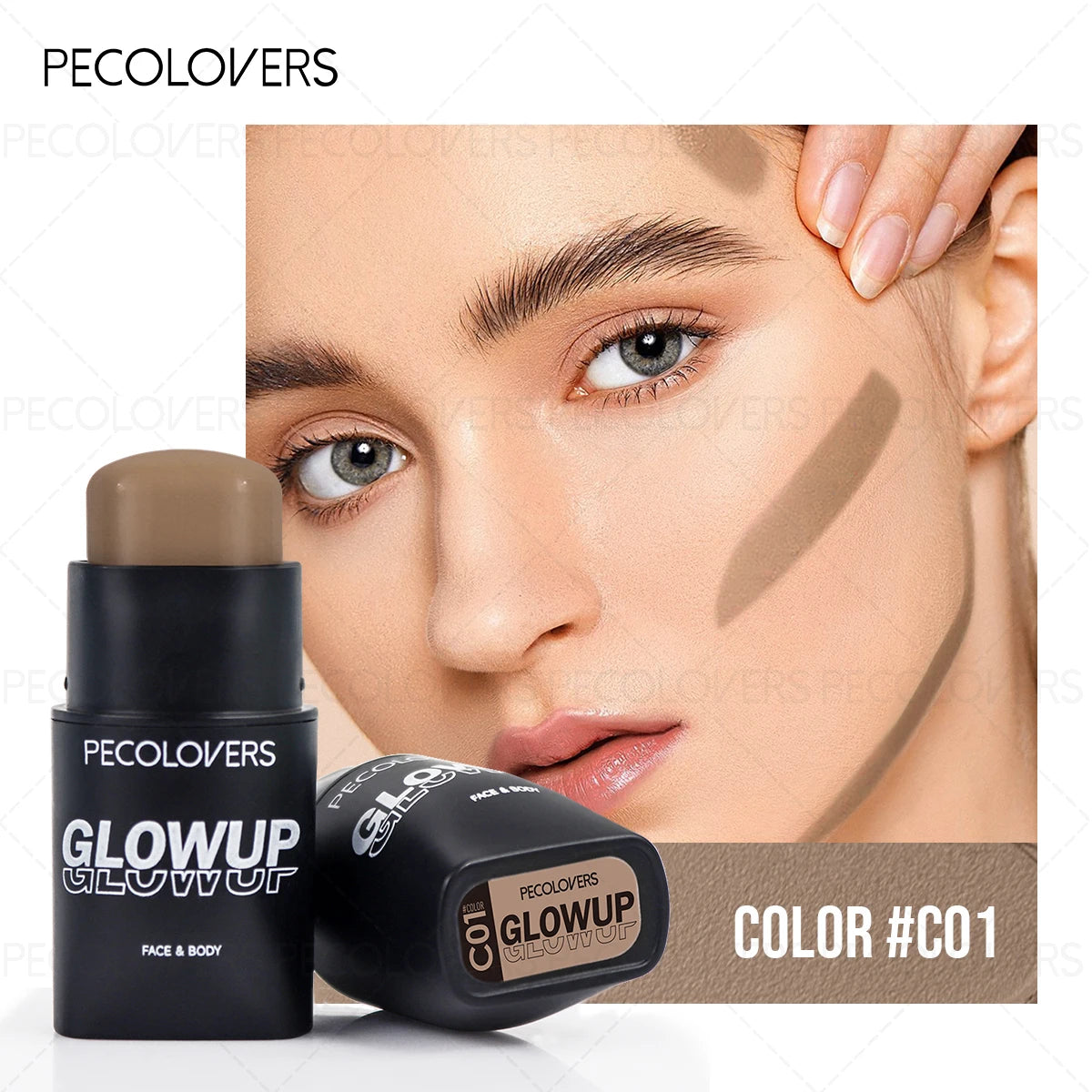 1 Pc Face Contour Stick, 3D Face Natural Shadow Look, for All Skins, Highlight & Contour & Concealer Face Makeup, Perfect Gifts Quake C01