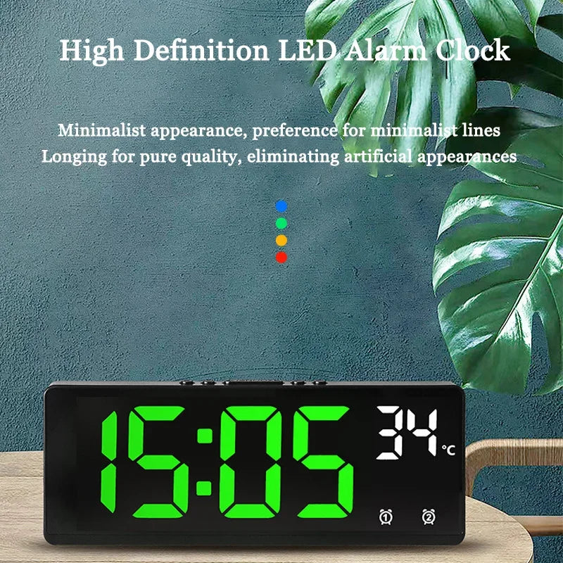 Voice Control Digital Alarm Clock Temperature Dual Alarm Snooze Desktop Table Clock Night Mode 12/24H LED Digital Clock Desk Quake