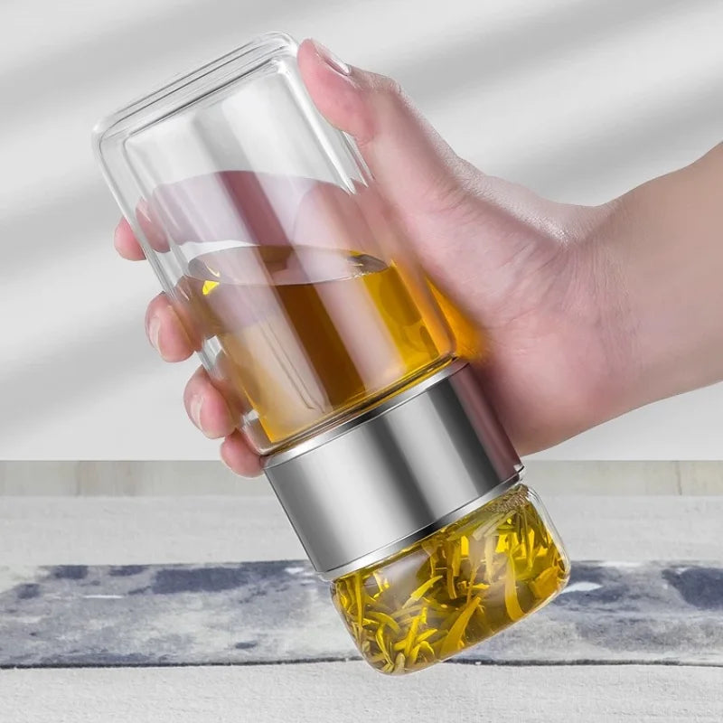 Tea Separation Tea Cup Men's High-end Personal Use Double-layer Glass Heat-resistant and Explosion-proof Water Cup Quake