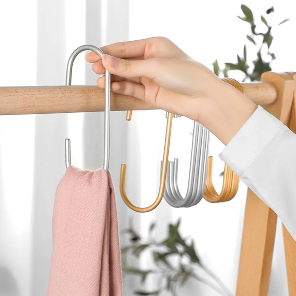 C-Shape Hook 5pcs Hanging Scarf Rack Clothes Bag Hanger Closet Organizer S Shaped Drying Hooks Multifunction Storage Hangers Quake