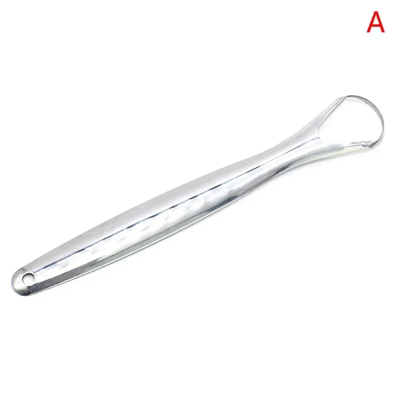 Oral Care Hygiene Health Care Tongue Scraper 2Pcs Stainless Steel Tongue Cleaner Oral Care Hygiene Scraper Dental Tool Quake M358 A