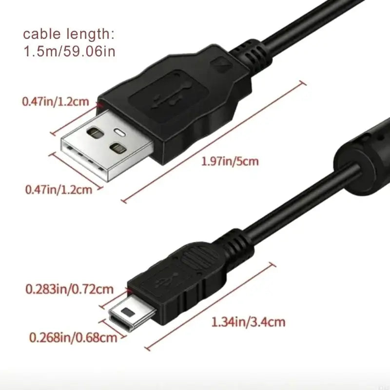USB-A to 5-Pin Mini-USB Camera Cable with Molded Strain Relief and Black PVC Covering for IFC-400PCU Photo and Video K1KF Quake