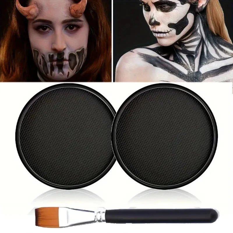 30G Water Monochromatic Face Body Painting Palette Halloween Festive Washable Face and Body Paint Makeup Costume Body Partie Quake 2pcs G With brush