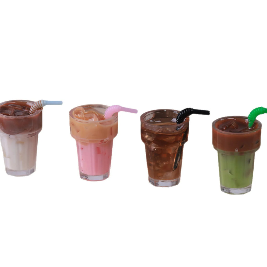 20pcs Miniature Resin Ice Coffee Drink Straw Juice Cup Simulation Food DIY Kitchen Food For Dollhouse Jewelry Making Accessories Quake