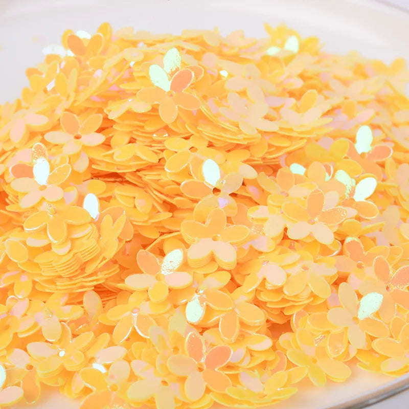 50g/500g Glitters Sequins Flower with Hole PVC Paillette DIY Wedding Sewing Process Clothing Craft Lentejuelas Accessories Quake 52 yellow 500g