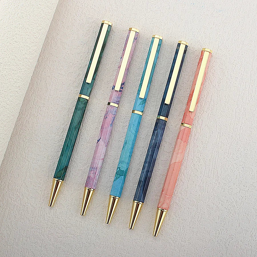 Premium Octagonal shape Metal Ballpoint Pen blue Ink Office Business Writing Ballpoint Pen School Student Stationery Gifts Quake 857-5PCS