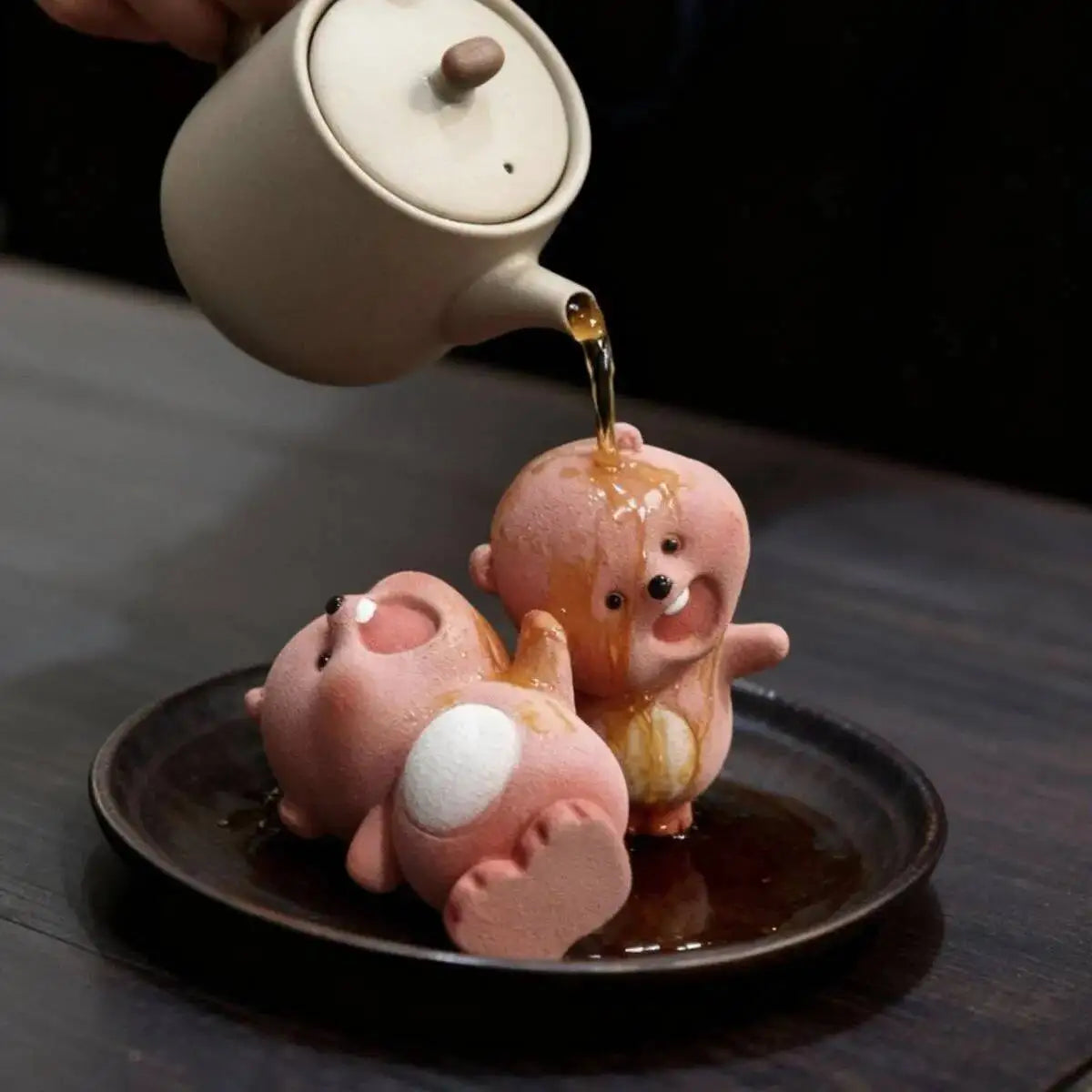 Yixing Zisha Sculpture Tea Pet Ornament Scolding Beaver Tilted Head Ruby Full of Spirit Little Beaver Desktop Ornament Quake