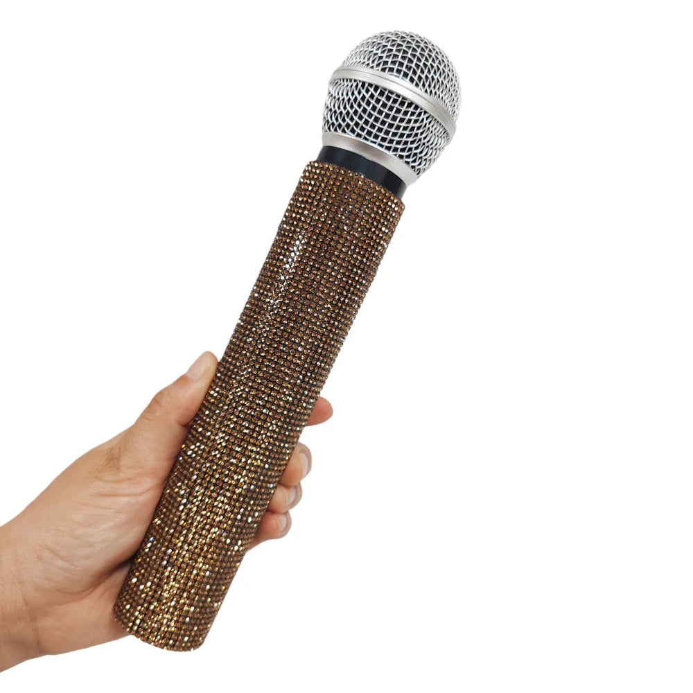 Rhinestone Simulation Microphone Props Colorful Plastic Fake Mic Decoration Ornaments For Home Bar Party Photography Cosplay Quake coffee