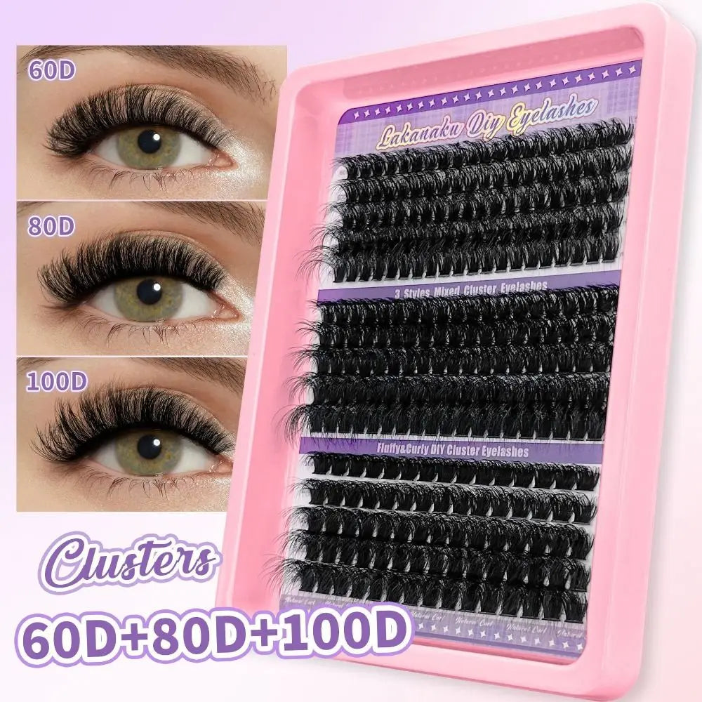 9-16mm Length False Eyelashes Natural Look Wispy Style DIY Lash Extension Kit Fluffy Clusters Volume Fans Fake Eyelash Quake