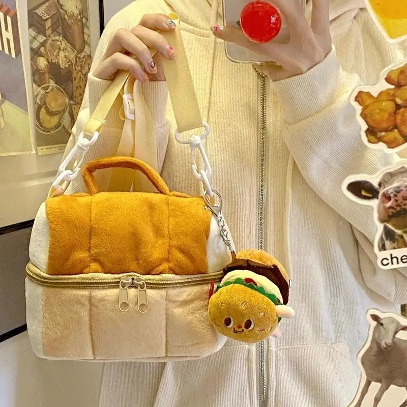 Cosmetic Bag Nylon Cotton Casual Zipper Solid Bread Shape Storage Bag Camera Bag Purse Korean Lovely Quake