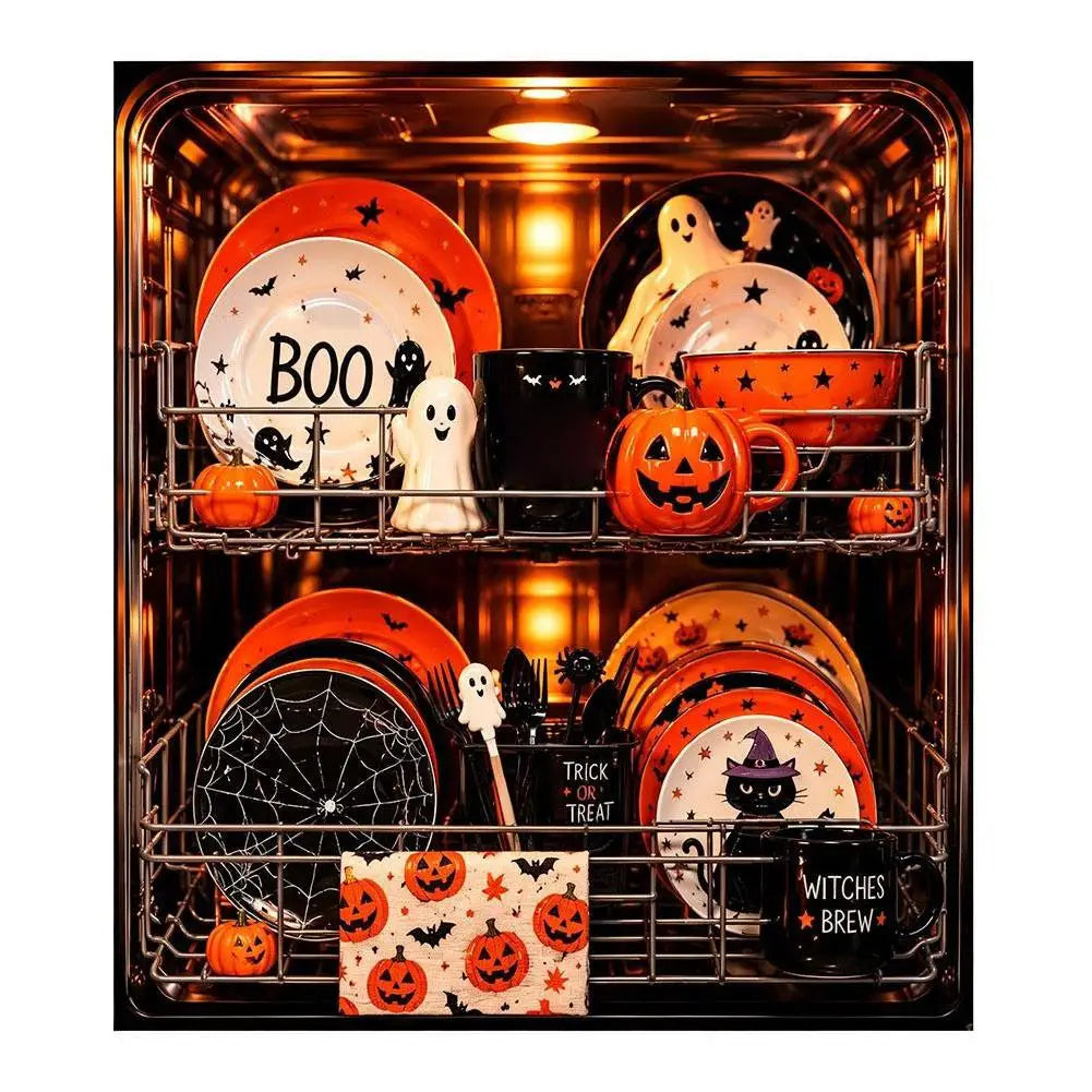 Halloween Dishwasher Magnetic Cover Full Magnet Waterproof Kitchen Appliance Protector for Refrigerator Washing Machine Quake A