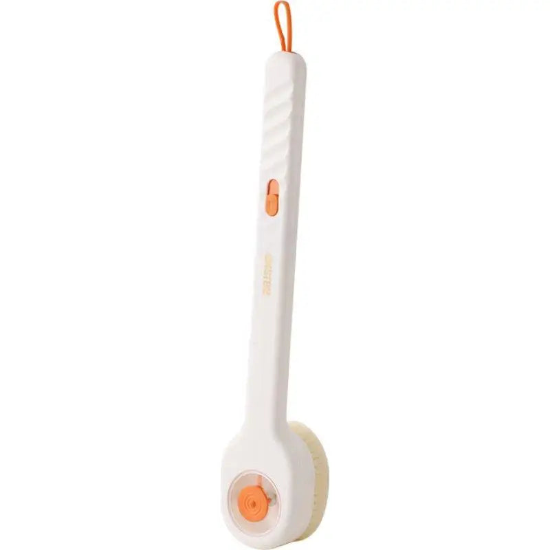 Liquid Filled Soft Long Handle Hair Bath Brush, with A Back Rubbing Tool and A Long Handle for Showering Bath Accessories Quake white