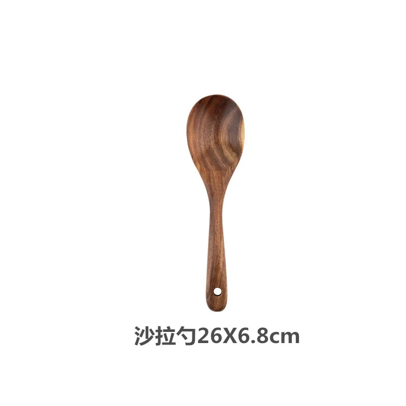 Teak Wooden Spatulas Kitchen Utensils Cooking Utensil Eco-Friendly Wood Spatula for Non Stick Cookware Quake 26x6.8cm 1