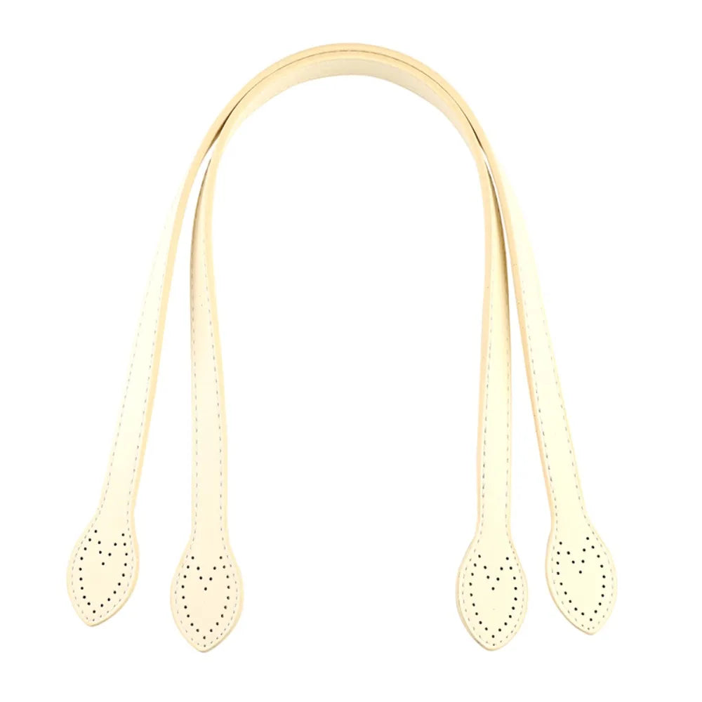 2Pcs Portable PU Leather Shoulder Bag Strap Replacement Core Stitching Bag Belt Detachable Handbag Band Handle Bag Accessories Quake Beige
