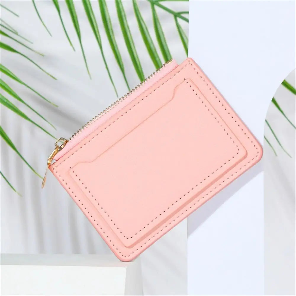 Women Mini Coin Purse PU Leather Short Wallets Card Holder Fashion Zipper Pouch Girls Money Bag Quake