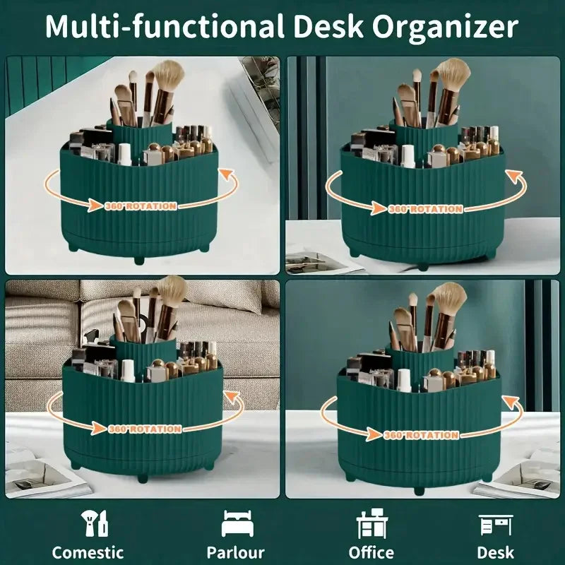 360° Rotating Makeup Brush Holder Cosmetic Brush Holder Large Capacity Lipstick Eyebrow Makeup Brush Holder Jewelry Container Quake
