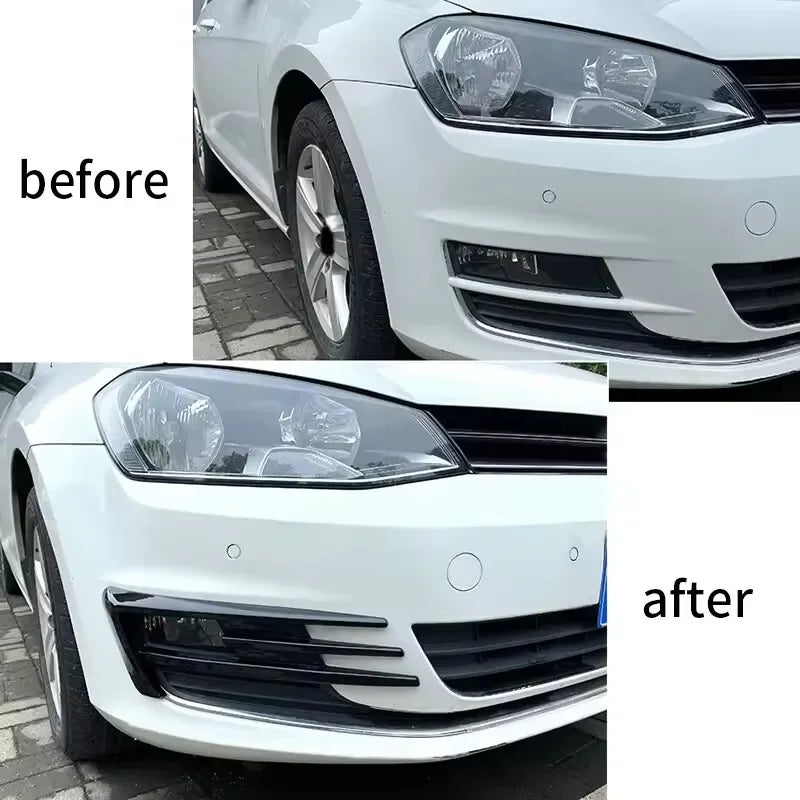 For VW Golf MK7 2013-2016 Car Sticker Front Bumper Side Vent Spoiler Splitter Canard Fog Light Lamp Cover Carbon Styling Black Quake