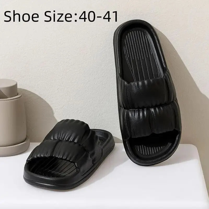Soft EVA Slippers, Non-Slip Home & Bath Sandals, Comfortable Lightweight Summer Shoes, Cute Unisex Footwear, Durable & Cozy Quake black 40-41