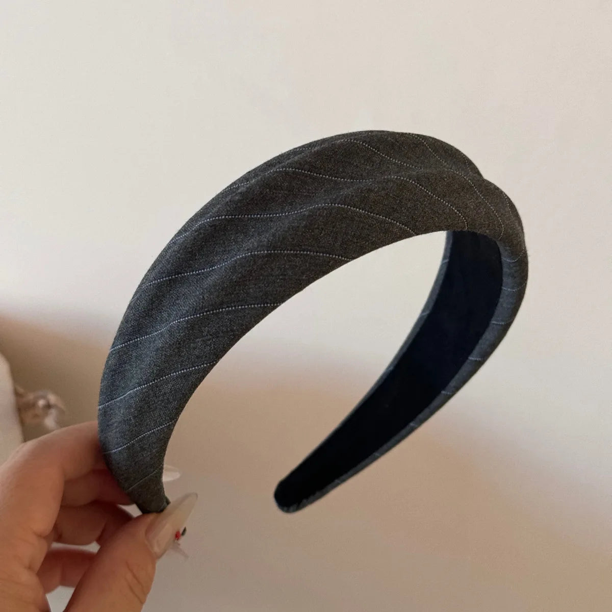 Vintage Gray Striped Headband for Women Girls Sweet Hair Ornament Headband Hair Hoop Headband Fashion Hair Styling Accessories Quake otk