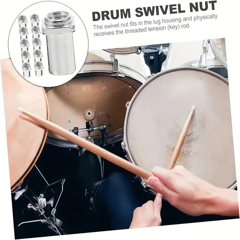 20pcs Tom Drums Screws Nut Drum Part Inner 5MM/6MM Practical Drum Set Easy to Install Durable Replacement Accessories Quake