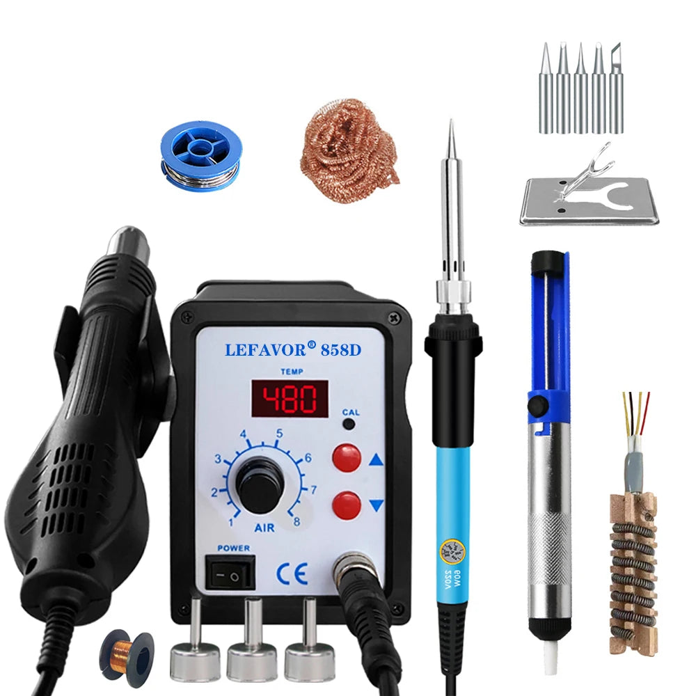 Hot Air Gun 858D BGA Rework Solder Station Blower Hair Dryer Hairdryer Soldering Heat Gun 220V 110V For SMD SMT Welding Repair Quake 858D A02 220V EU Plug Russian Federation
