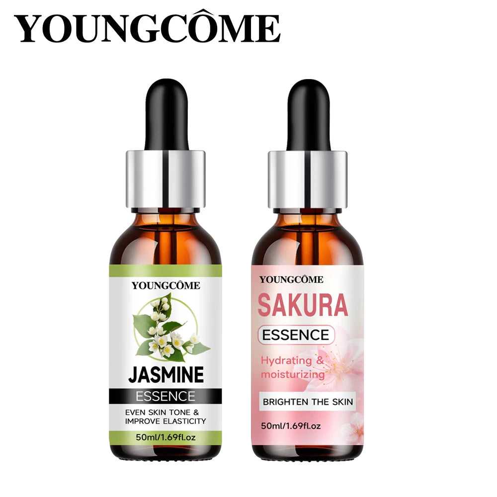 Sakura Skincare Set Korean Face Serum Essence Cream Anti-Aging Wrinkle Moisturize Fade Dark Circles Cosmetics Skin Care Set Quake