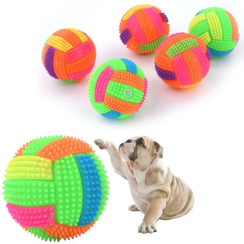 Luminous Elastic Activation Sound Ball Toys Massage Ball with Whistle Dog Cats Chew Bouncy Ball Soccer Glowing Children Pet Toys Quake