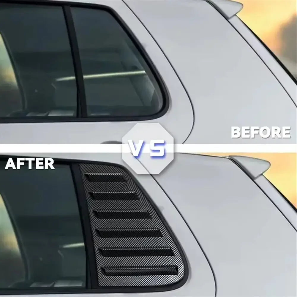 For Volkswagen GOLF 4 MK4 1997-2006 Car Rear Louver Window Side Shutter Cover Trim Sticker Vent Scoop ABS Carbon Fiber Black ABS Quake