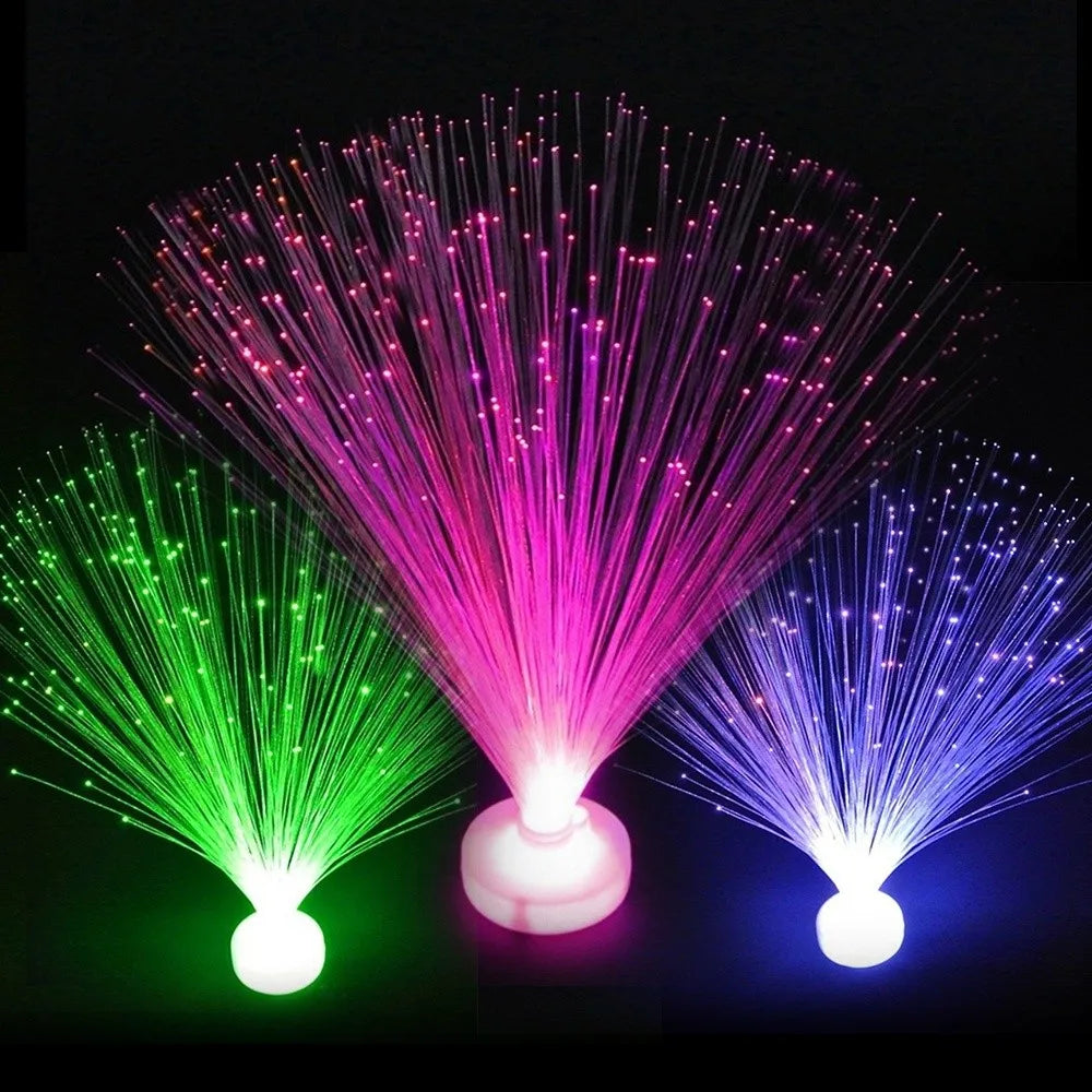 Novelty Multicolor LED Fiber Optic Light Starry Sky Color-Changing Candle Lamp Holiday Decoration Home Decor Quake