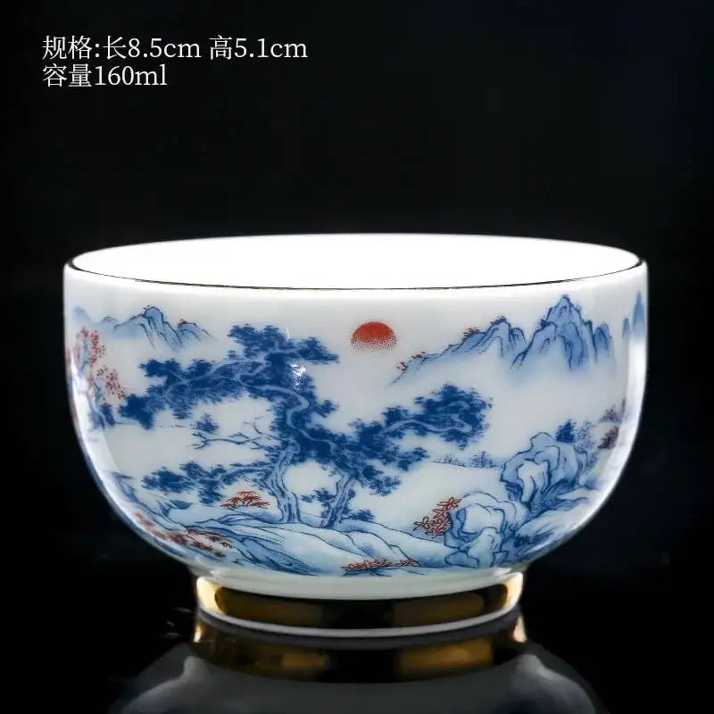 Gold Plated Master Cup Sheep Fat Jade Tea Cup Tasting Cup Personal Kung Fu Teacup Drinking Teacup Quake 03 Paragraph