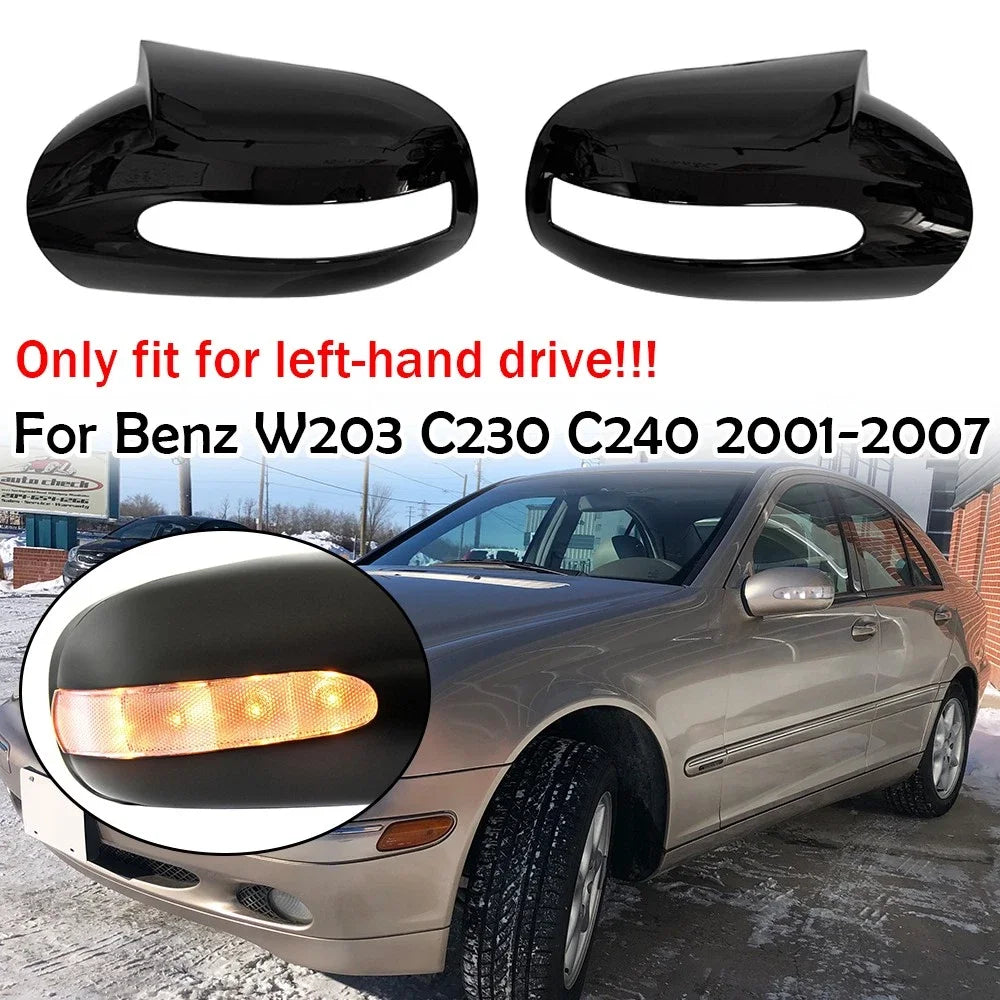 For Mercedes-Benz E-class W211 E320 C-class W203 C230 C240 Car Sticker Rearview Side Mirror Cover Wing Cap Exterior Case Trim Quake