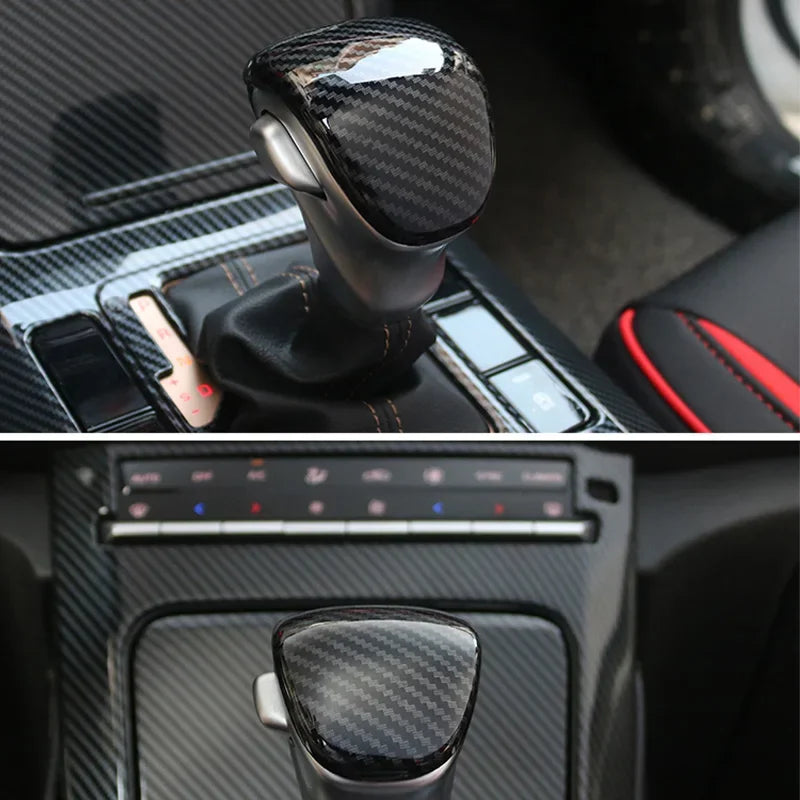 For Kia Forte K3 2019 2020 2021 Carbon Fiber Style Red ABS Interior Gear Lever Shift Knob Cover Sticker Trim Auto Car Parts Quake