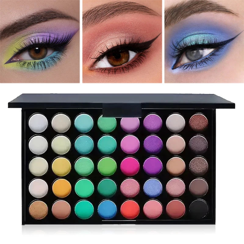 40 Colors Glitter Eyeshadow Palette Matte Waterproof Long Lasting Pressed Powder Cosmetics Kit Fashion Women Eye Makeup Palette Quake