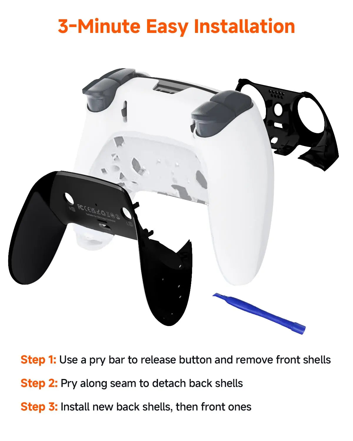 3-in-1 PS5 EDGE Elite Handle Grip Accessory DS5Edge Removable Case Decorative Sheet Quake