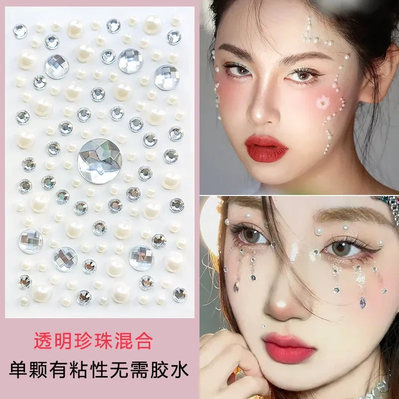 Teardrop Rhinestone Face Stickers – Glam DIY Party Gems
