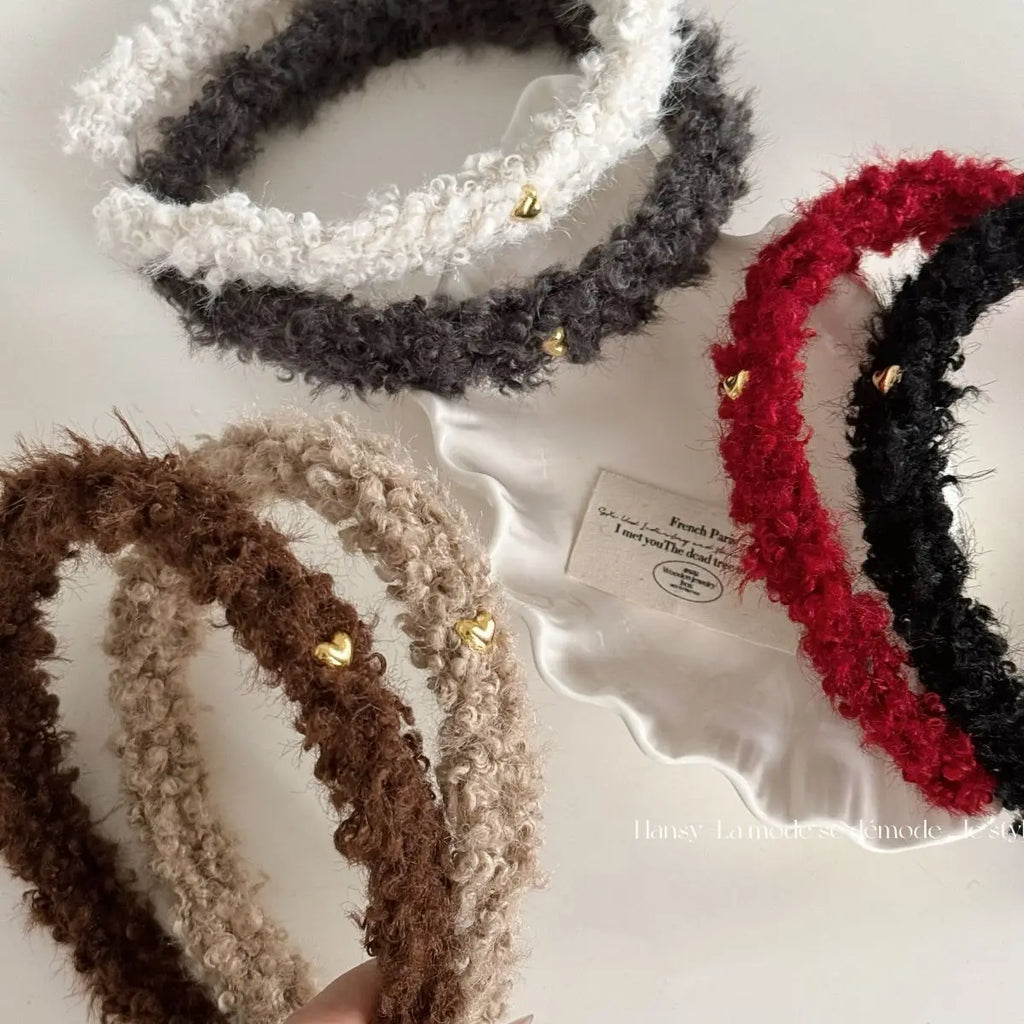Winter Fleece Plush Headbands Retro Woolen Knitting Hair Band Women Girls Temperament Versatile Hair Hoop Christmas Accessories Quake