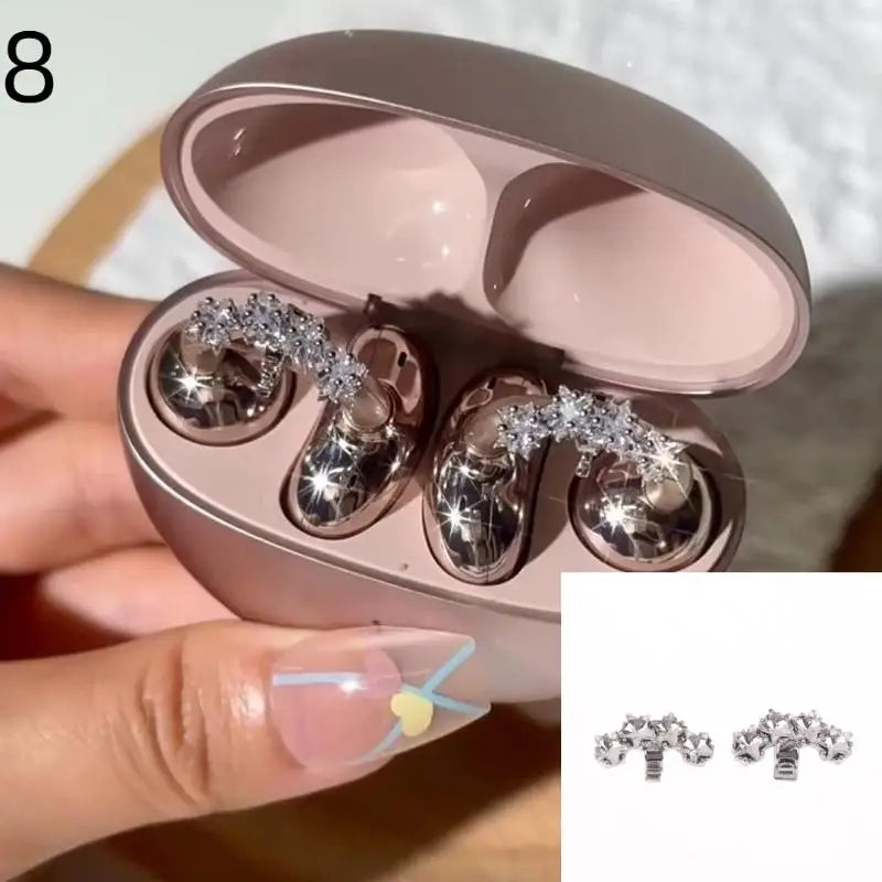 DIY Headphone Decor Clips, Removable Zircon Diameter Buckle Ornaments, Easy Install Earbud Decoration For Wireless Headphones Quake Style08