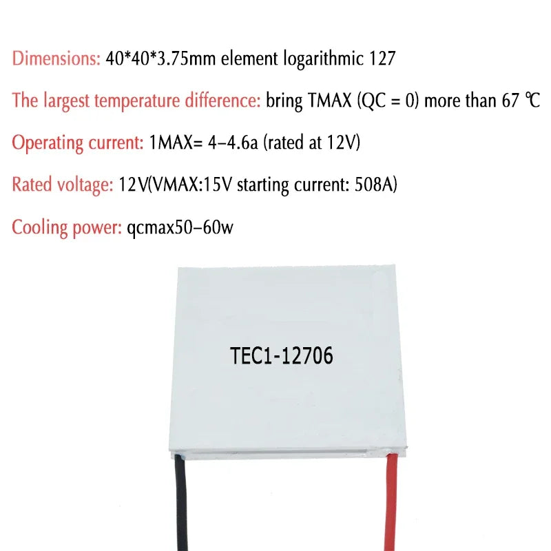 DIY TEC1 12703 12704 12705 12706 12708 12709 12710 12712 12715 12730 12V 6A TEC1-12706 TEC Thermoelectric Cooler Peltier Quake