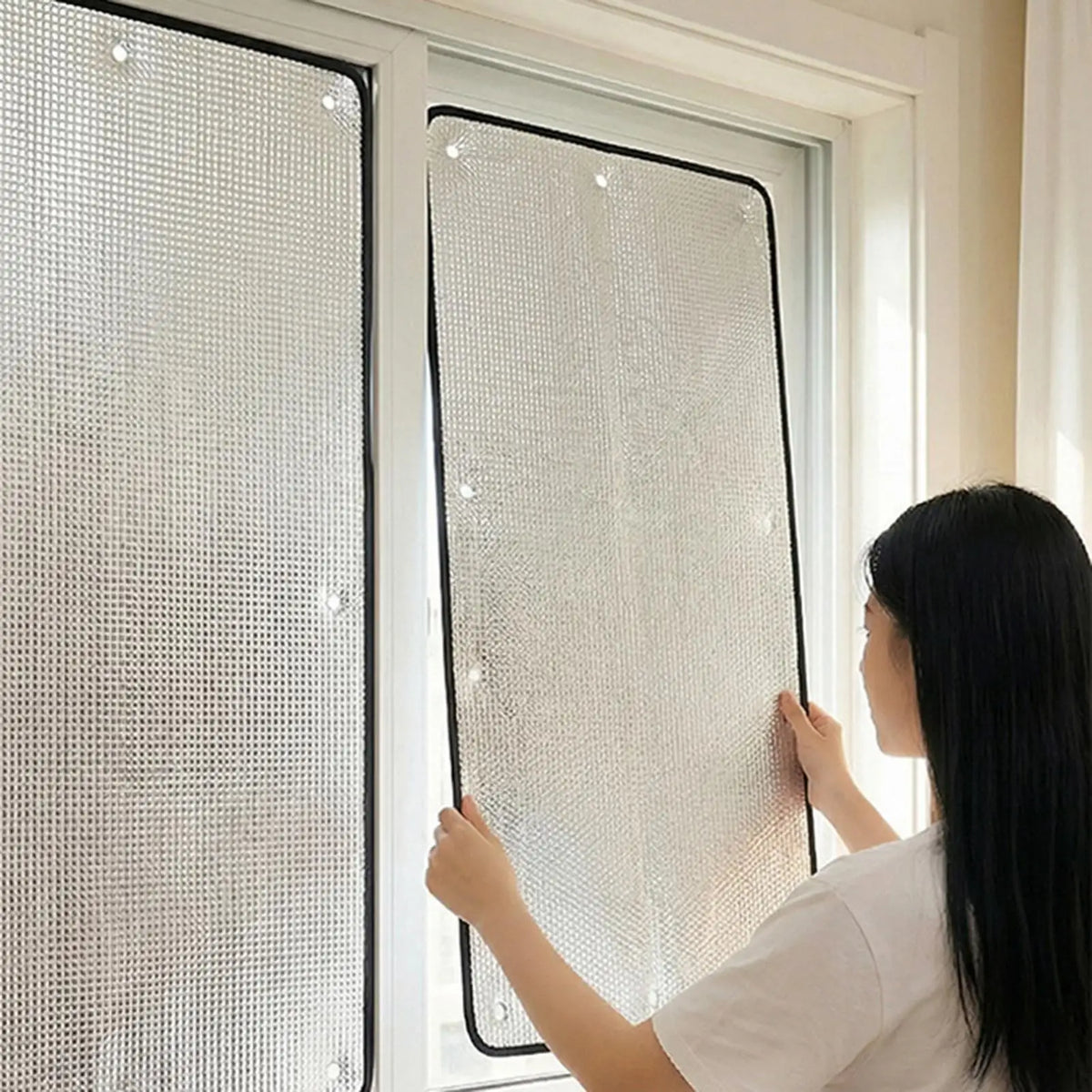 Sun Blocking Window Film with Suction Cups 100x50cm Reusable Cover Heat Blocking Window Film for Home Bedroom Glass Car Quake