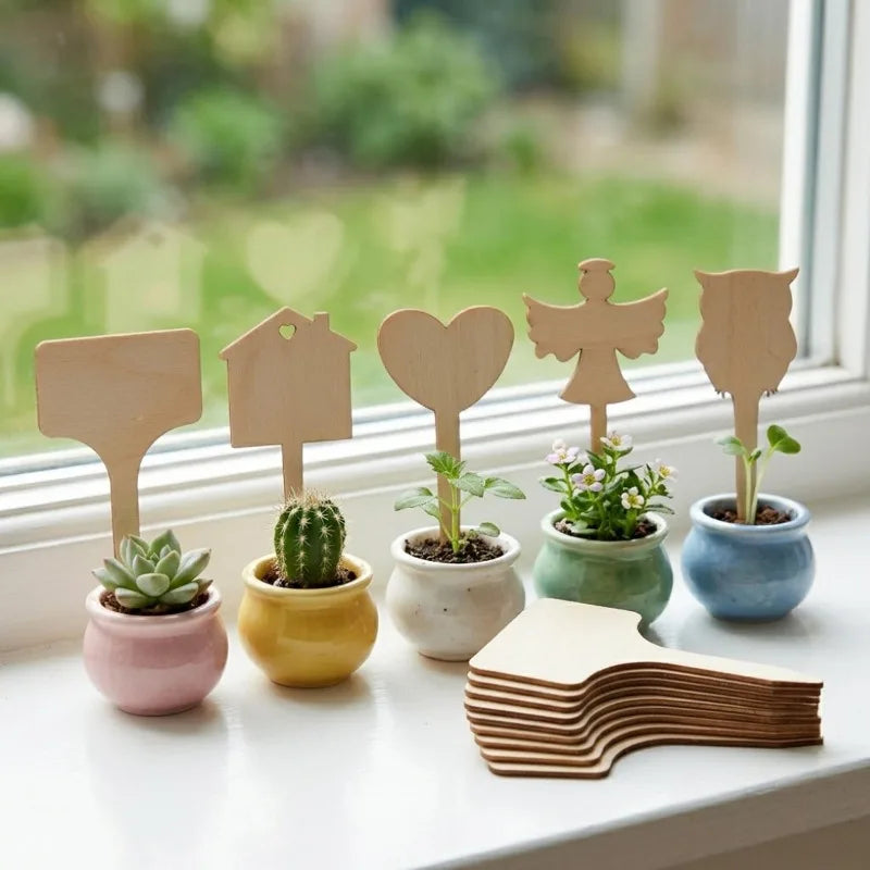 50/5PCS Wooden Plant Blank Labels Eco-Friendly Writable Sign Tags Garden Plant Markers for Seed Potted Herbs Flowers Vegetables Quake