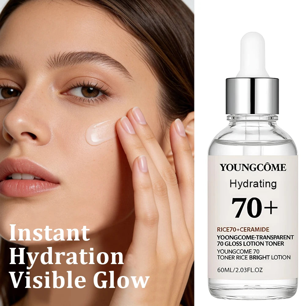 Transparent 70 Gloss Lotion Toner Face Serum Lifting Firm Fade Fine Lines Anti-aging Essence Whitening Brighten Nourish Skin Car Quake