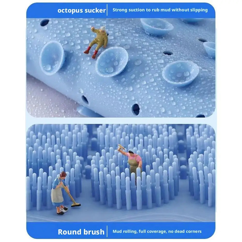 Exfoliating Shower Foot & Back Scrubber, Massage Pad,Wall Mounted Back Scrubber, Silicone Bath Massage Foot Mat with Suction Cup Quake