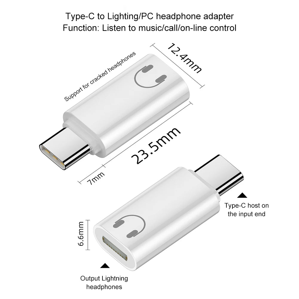 Compact Lightweight Type C Adapter for Phones Tablets and Laptops Supporting Earphone Music Call Gaming Data Transmission Quake