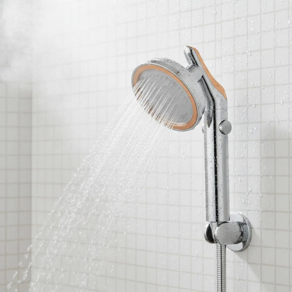 High Pressure Shower Fixture ON/OFF Pause Switch Rotating Shower Fixture Quake White2MHose