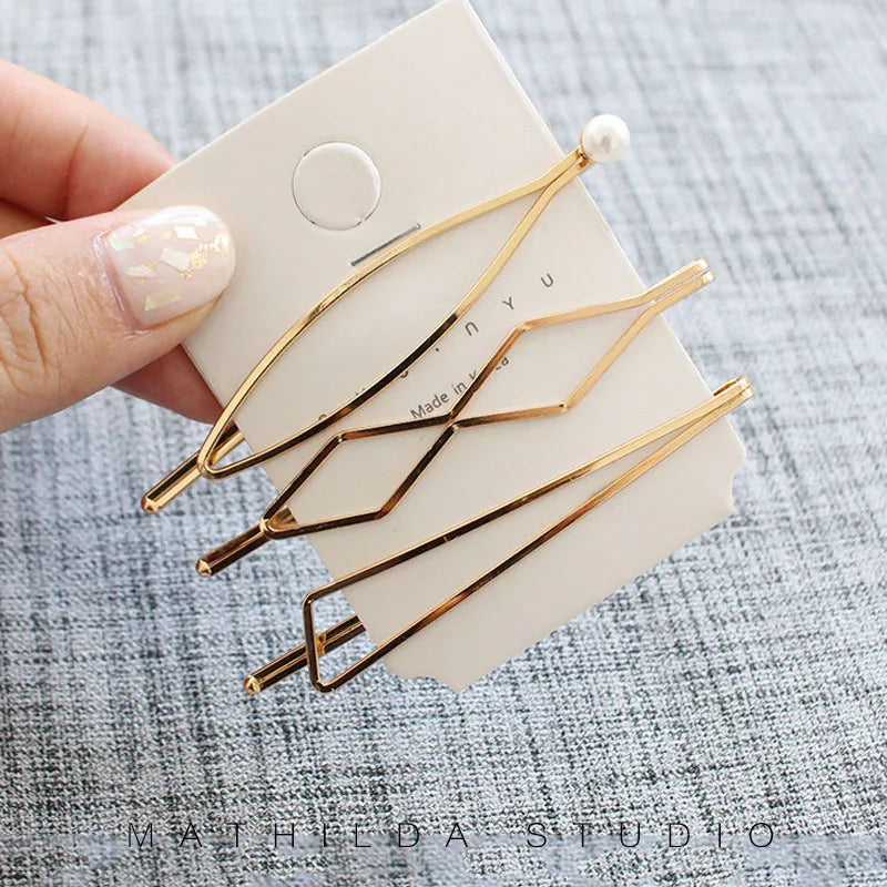 1/2/3/4Pcs/Set Women Pearl Metal Hair Clips Barrette Hairpin Hair Styling Accessories Tools Headdress New Arrival INS Hot Sale Quake NO.6