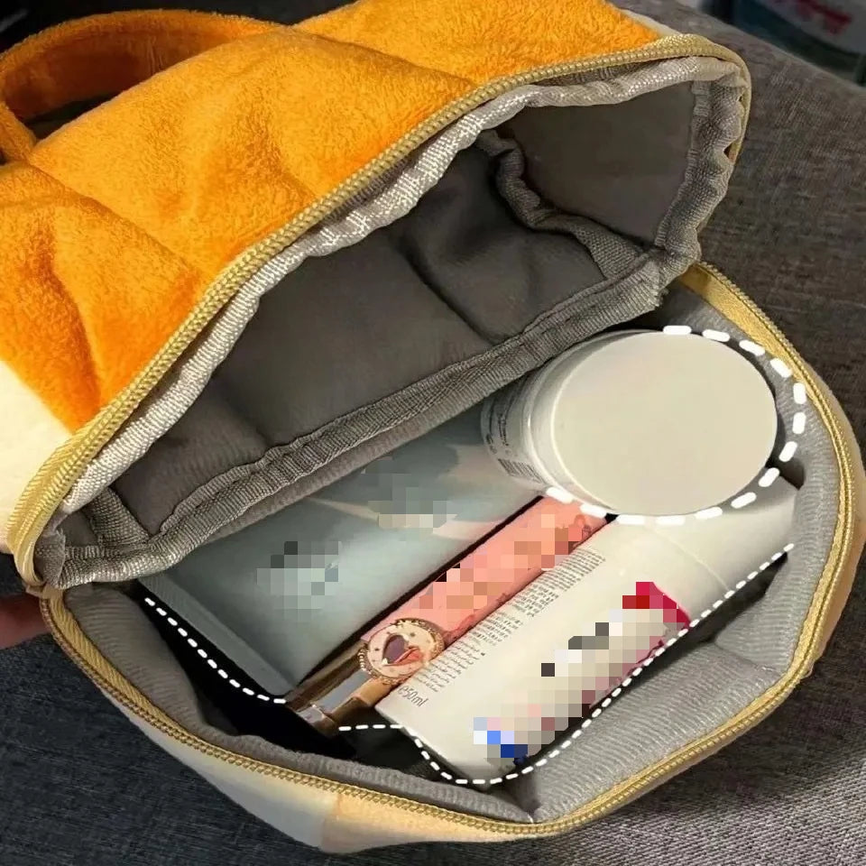 Cosmetic Bag Nylon Cotton Casual Zipper Solid Bread Shape Storage Bag Camera Bag Purse Korean Lovely Quake