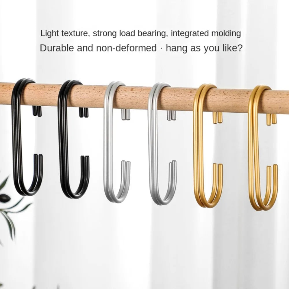 C-Shape Hook 5pcs Hanging Scarf Rack Clothes Bag Hanger Closet Organizer S Shaped Drying Hooks Multifunction Storage Hangers Quake