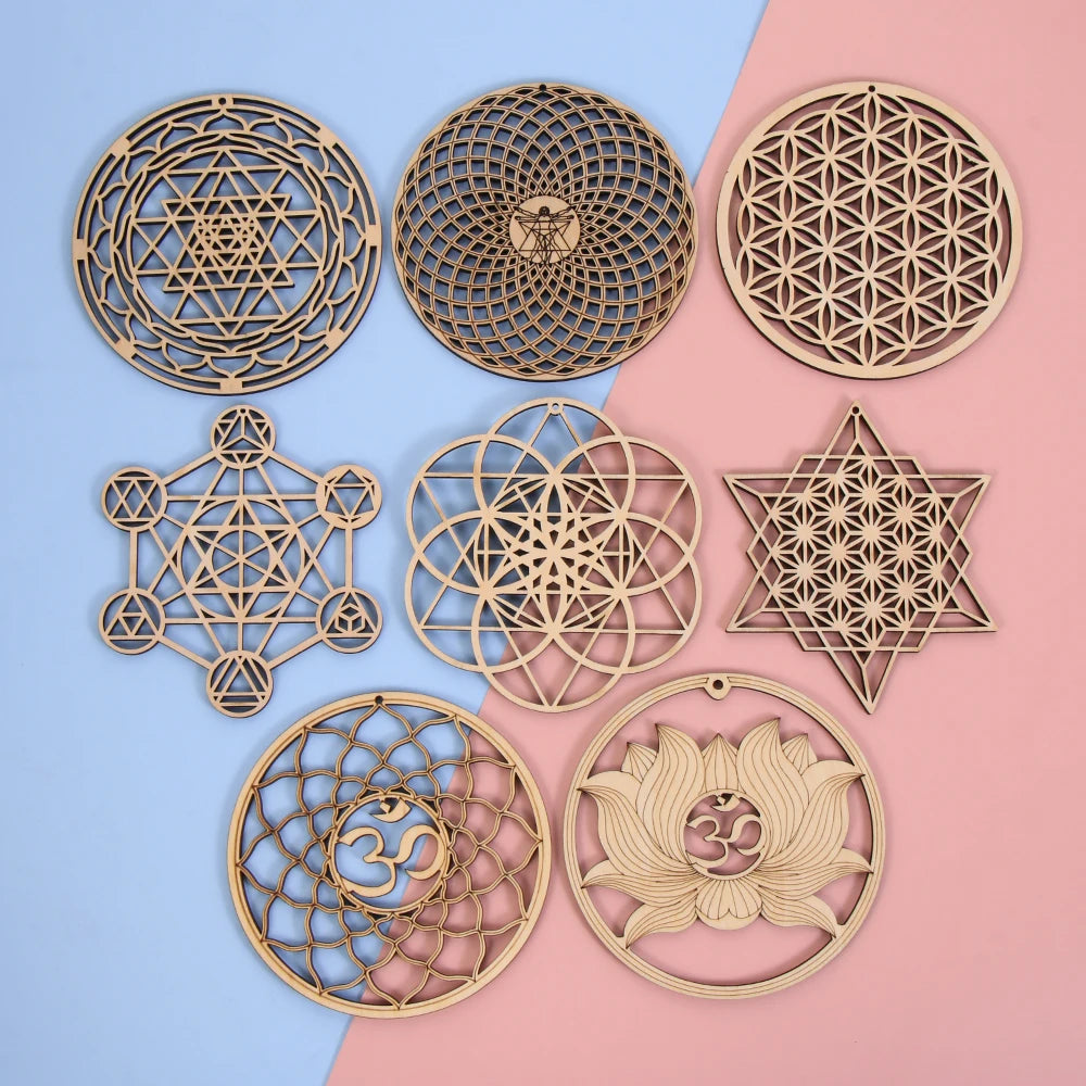 Wooden Wall Sign Flower of Life Shape Laser Cut Wood Wall Art Home Decor Handmade Coasters Craft Making Sacred Geometry Ornament Quake