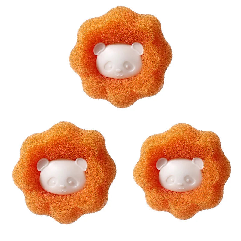 Cute Pet Hair Remover Reusable Ball Laundry Washing Machine Filter Wool Sticker Cat Hair Remover Pet Fur Lint Catcher Home Quake Orange 3pcs