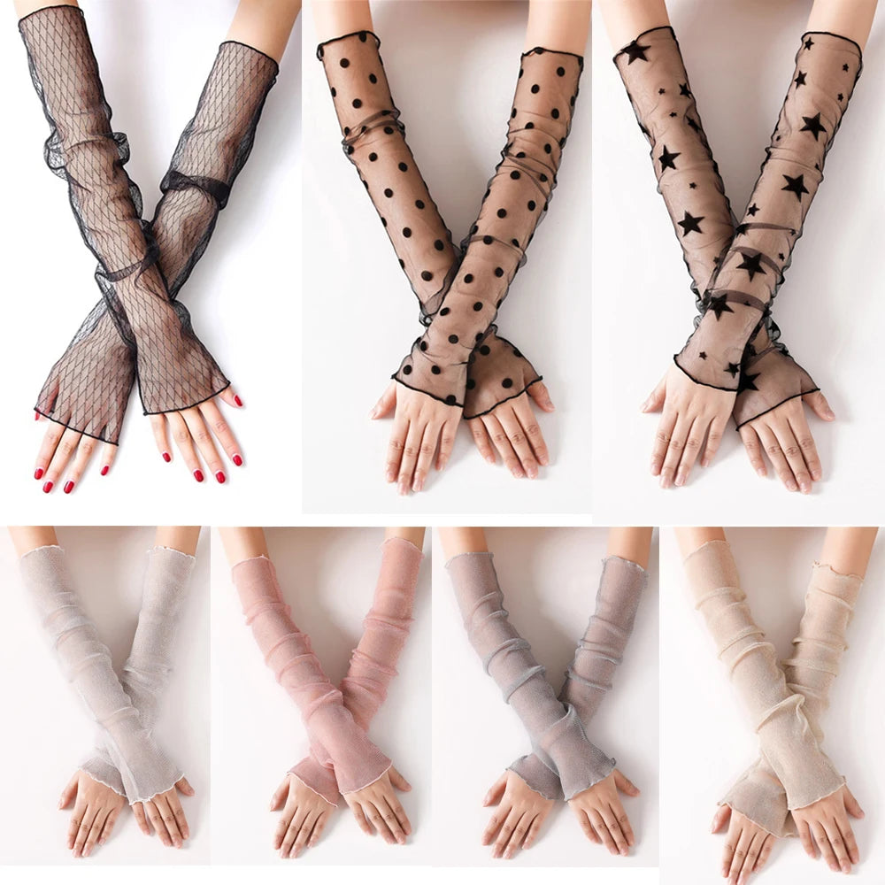 Spring Summer Fashion Sleeves Mesh Lace Thin Long-Sleeved Bike Breathable Cycling Gloves Driving Arm Warmers Sleeves Quake